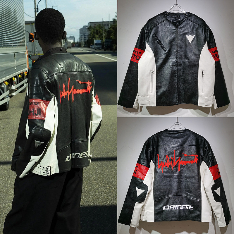 Yohji Yamamoto Archive Legendary Hip-Hop Trend Brand Nba Star Motorcycle Leather Jacket Baseball Jacket for Men