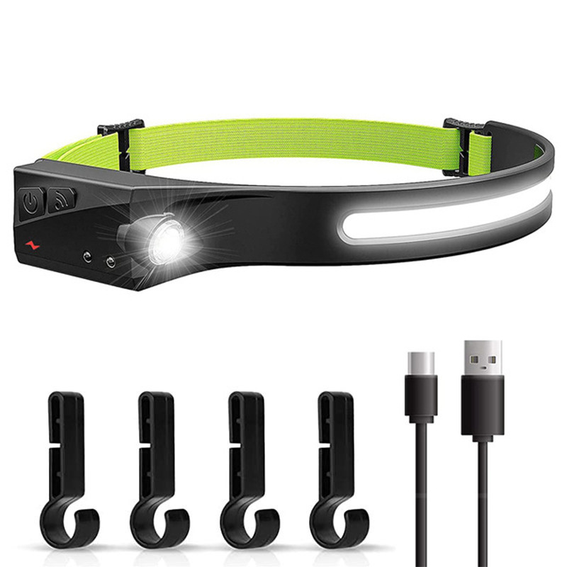 Nueva ola transfronteriza inducción COB faro luz de conducción al aire libre USB carga noche luz LED fuerte luz faro