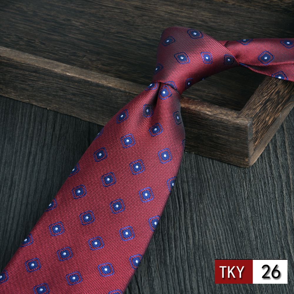 Corbata hombre vestido de negocios profesionales vino rojo novio casamiento Jacquard 8cm mano nueva tendencia spot