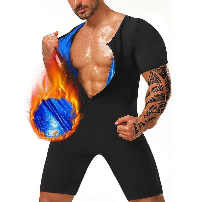 Men's Sauna Suit Fitness Waist Trainer Abdominal Shapewear Corset Workout Short-Sleeve Bodysuit Men's Sauna Suit Fitness Waist Trainer Abdominal Shapewear Corset Workout Short-Sleeve Bodysuit