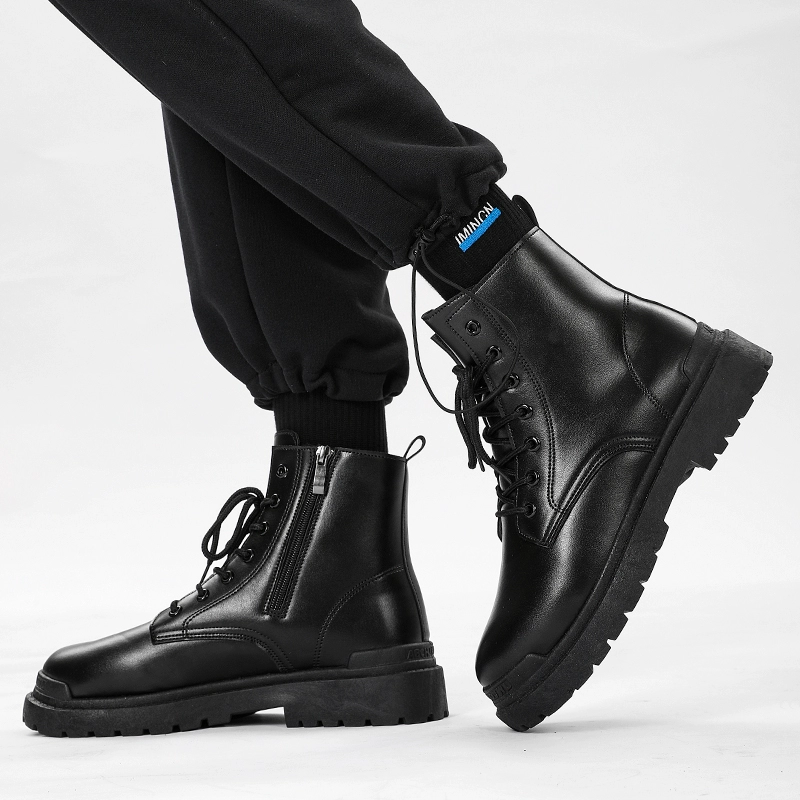 Martens, высокие ботинки на платформе из черной кожи, мужские туфли английского стиля, осень