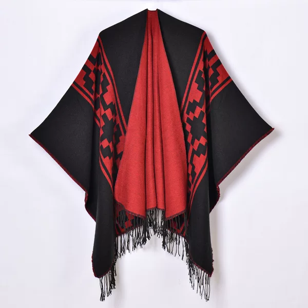 Foreign trade cross-border women's shawl wholesale European and American simple tassel high quality jacquard split large shawl catwalk outside