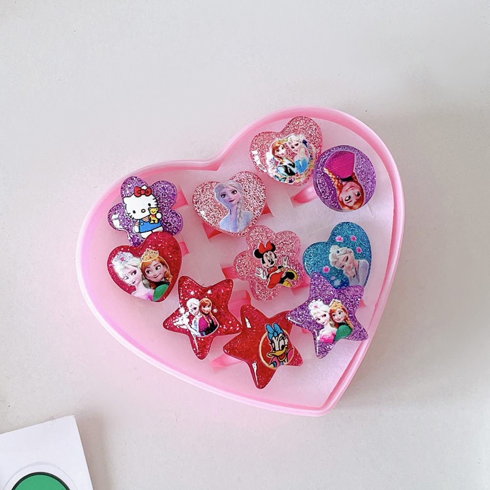 Nuevo anillo para niños sirena anillo para niños una caja de anillos de joyas para niñas juego de juguetes para niñas