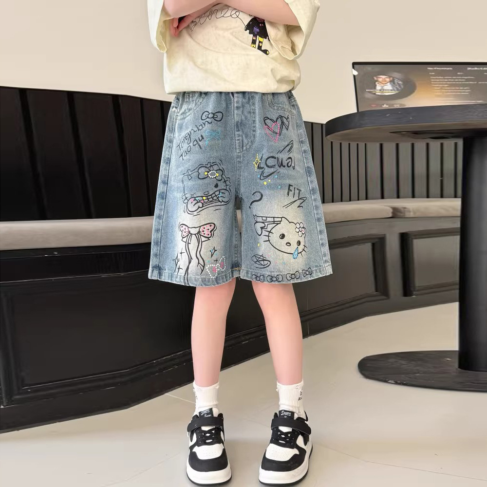 Girls' Denim Shorts 2026 Children's Loose Korean Style Summer New Fashion Shorts for Older Kids