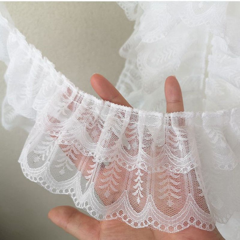 3層のロリータのレースのアクセサリーの服の帽子のスカートは袖口の装飾の材料の部品のdiyの三日月の飛辺を飾ります。|undefined