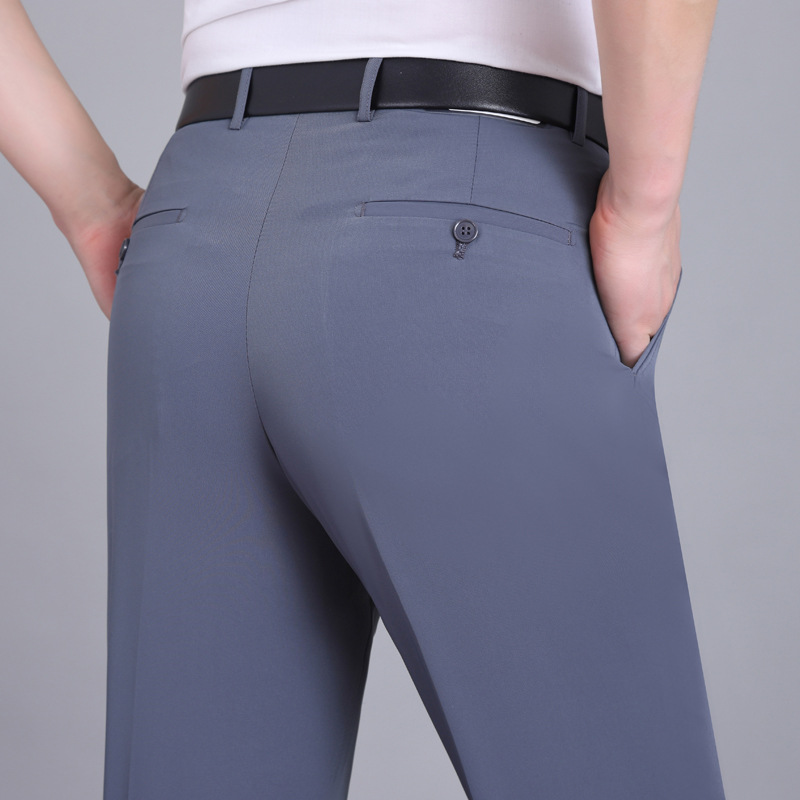 2025 verano nuevo estilo pantalones de hombre, cintura alta fina, pantalones de negocios rectos sueltos, pantalones de papá de mediana edad y ancianos image 19