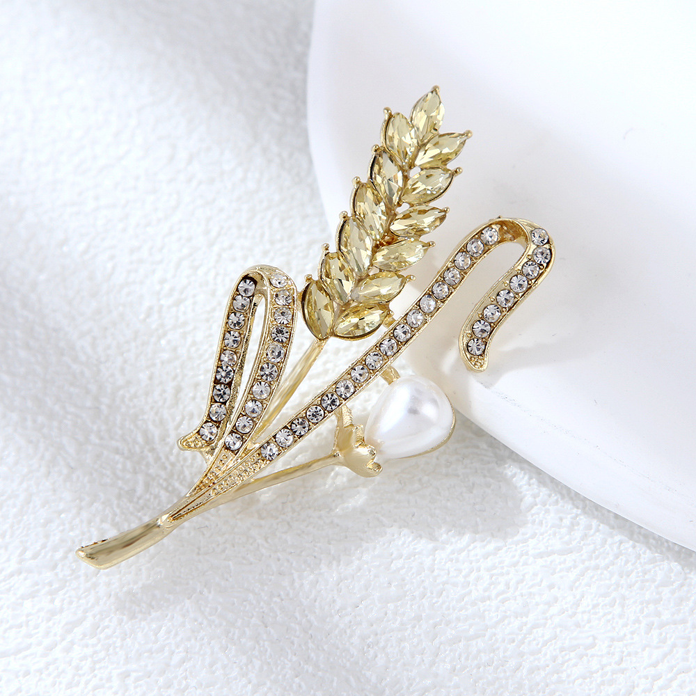 Χρυσή καρφίτσα αυτιού σιταριού γυναικεία εξαιρετική καρφίτσα καρφίτσας σιταριού με στρας επαγγελματική κοστούμι αξεσουάρ spot_voghion.com