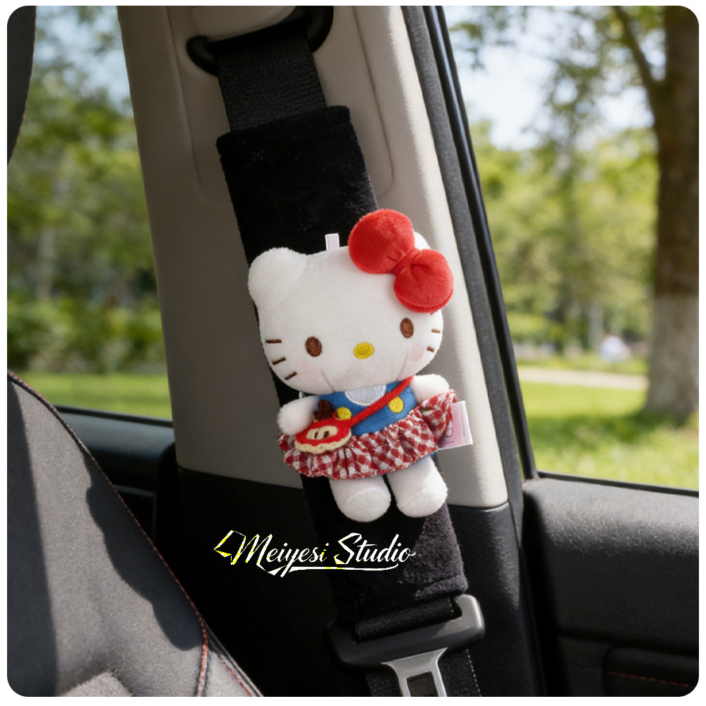 New Spring Outing Hello Kitty Plush Toy Car Seatbelt Shoulder Pad Car Interior Accessories New Car Gift