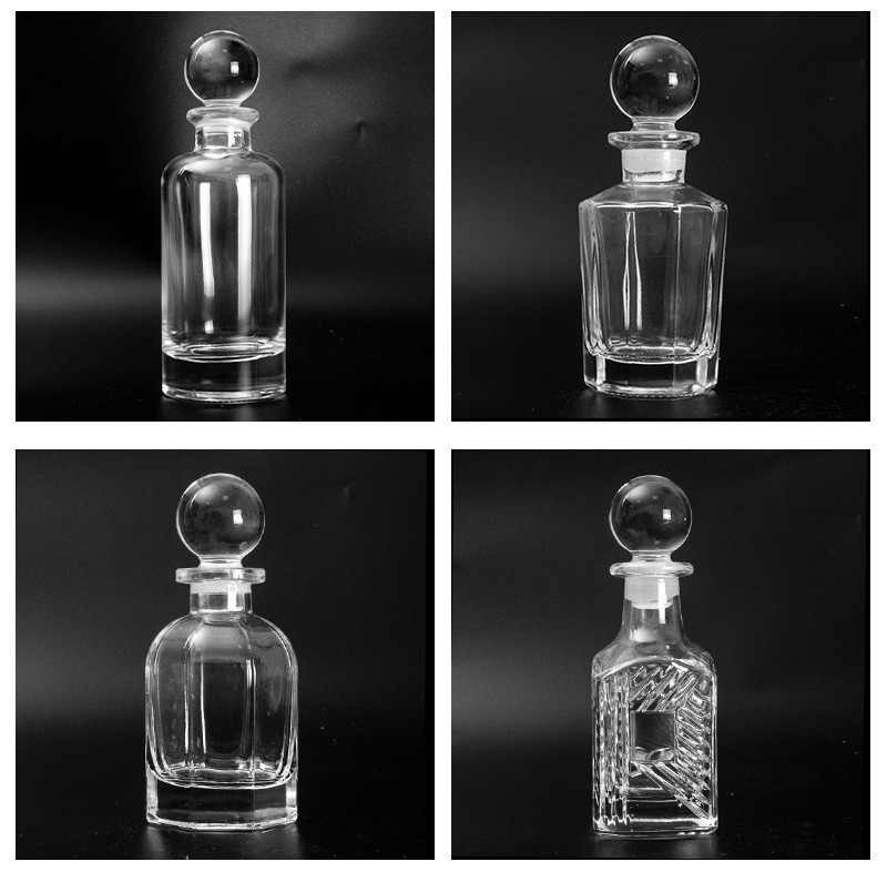 Botella de difusión de vidrio árabe botella de perfume 150ml botella de exhibición de aceite esencial chapado en oro botella de vidrio fragrante botella dividida