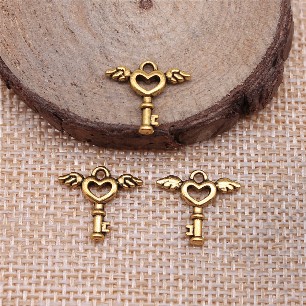 1g Weight Pendant Jewelry Making Type DIY Jewelry Accessories Classification 1 Piece Quantity Alloy Material Heart Shape, Wings, Key Pattern Plating Design Retro Style 1 Piece Alloy Heart Shape Wings Key Pendant 5