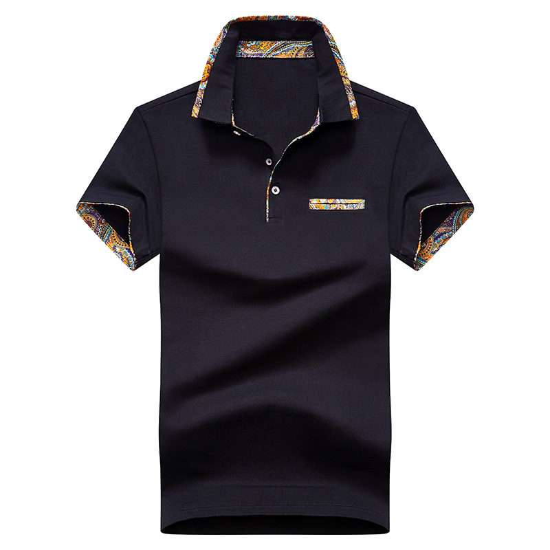 2021 new pattern summer Short sleeved Polo Solid Big black summer leisure time T-shirt