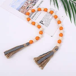 麻绳流苏纯手工流苏壁挂摆件 彩色木珠串麻绳流苏家居装饰木珠串