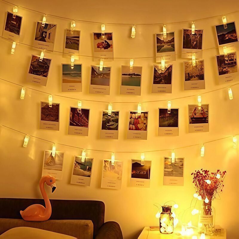 Cross-border LED clip light for indoor use, postcard photo clip colorful light, party decoration, background wall decorative light, ambiance light