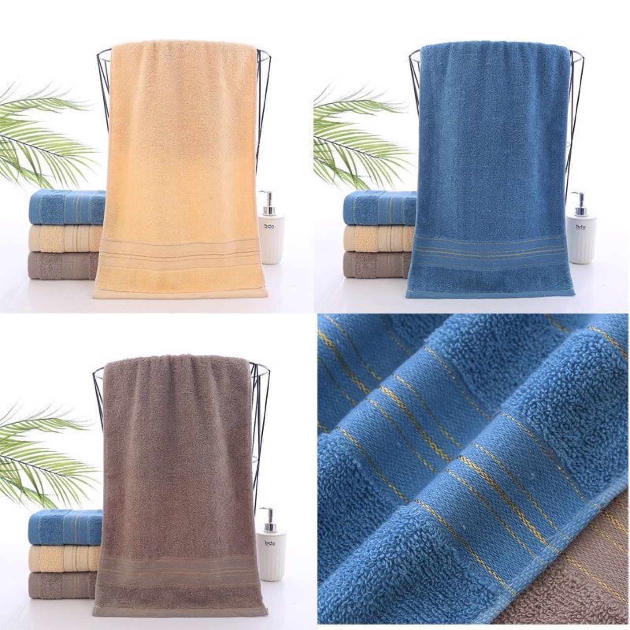 Toalha de rosto em cetim de seda dourada, puro algodão, para uso doméstico e banho. Macia, absorvente e respirável de alta qualidade._voghion.com