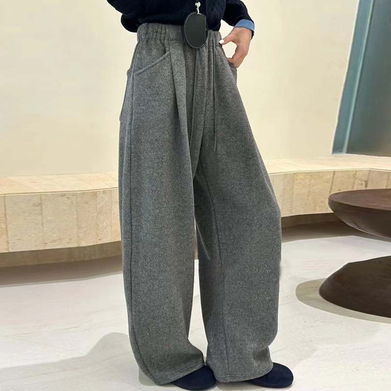 Pantalones anchos de viento perezoso para mujer otoño e invierno nuevo estilo coreano de cintura alta pantalones deportivos sueltos pantalones casuales que reducen la edad