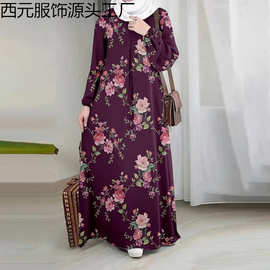 跨境宽松女士长款穆斯林连衣裙(一件代发，图片不限，价格可谈）