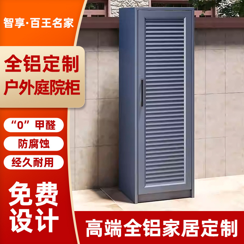 Factory All-Aluminum Alloy Outdoor Household Waterproof and Sunscreen Villa Courtyard Louver Door Storage Cabinet Garden Balcony Storage Cabinet