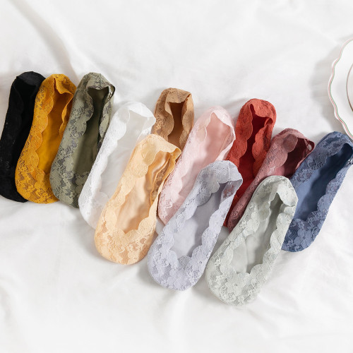 New style lace boat socks women's cotton shallow mouth summer thin breathable silicone anti-slip non-falling upgraded invisible socks