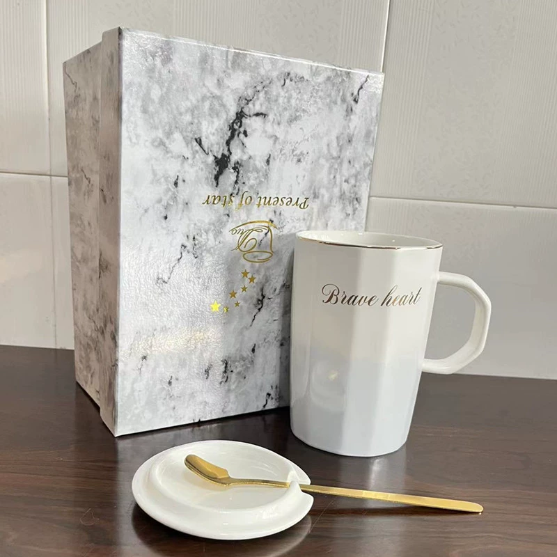 Brand coffee ceramic tea cup for beloved, gift box, capacious set, gradient
