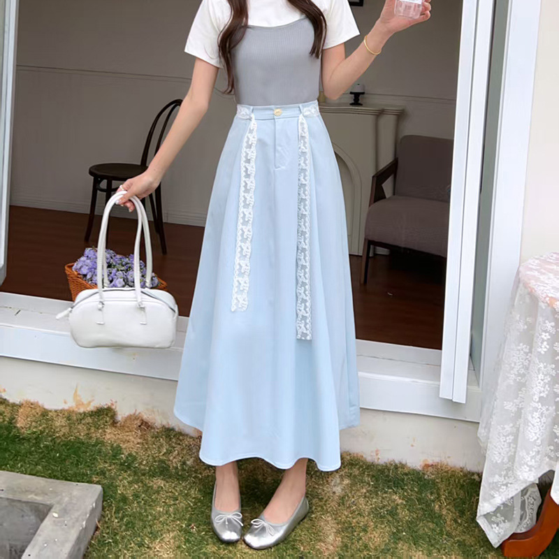 Lace spring design long skirt