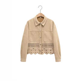 2026年春季新款 欧美风时尚绒面质感夹克外套正面贴袋饰外套