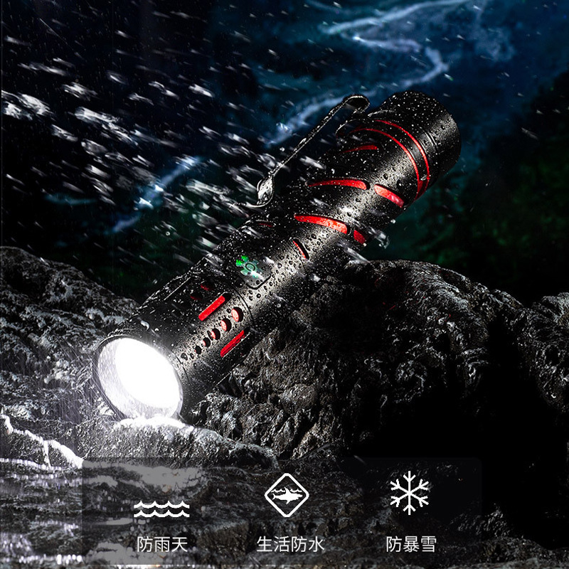 Nueva luz de conducción al aire libre batería de litio incorporada USB recargable zoom linterna luz de iluminación linterna LED