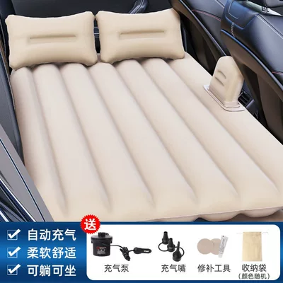 Car Inflatable Mattress Suv – Vehicle-mounted inflatable bed - beige-straight-stripes-split-with-air-blocking-bed