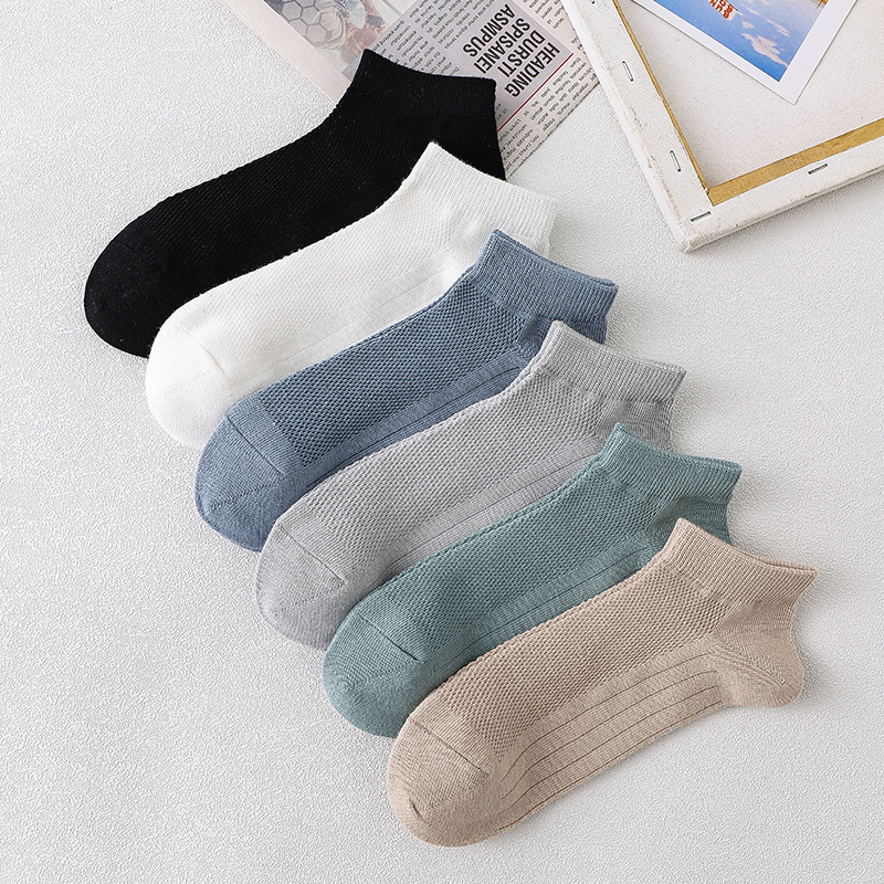summer thin solid color universal casual socks low-cut
