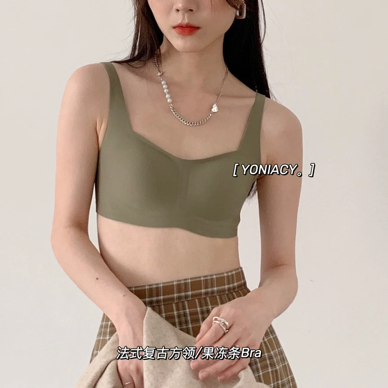 内衣少女款 Latex wireless bra, push up bra, underwear, square neckline, french style