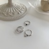 Retro brand adjustable one size ring, silver 925 sample, on index finger, internet celebrity