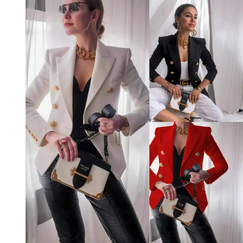 2026 Cross-Border Hot-Selling Women's Clothing Autumn and Winter New Solid Color Fashion Casual Blazer Short Jacket