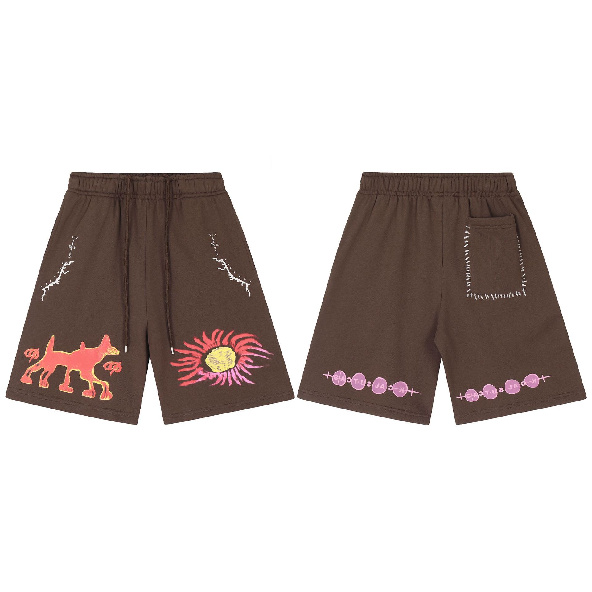 thumbnail for Cross Border Summer Travis Scott Cactus Jack FW22 CHARACTER Cartoon Print Shorts