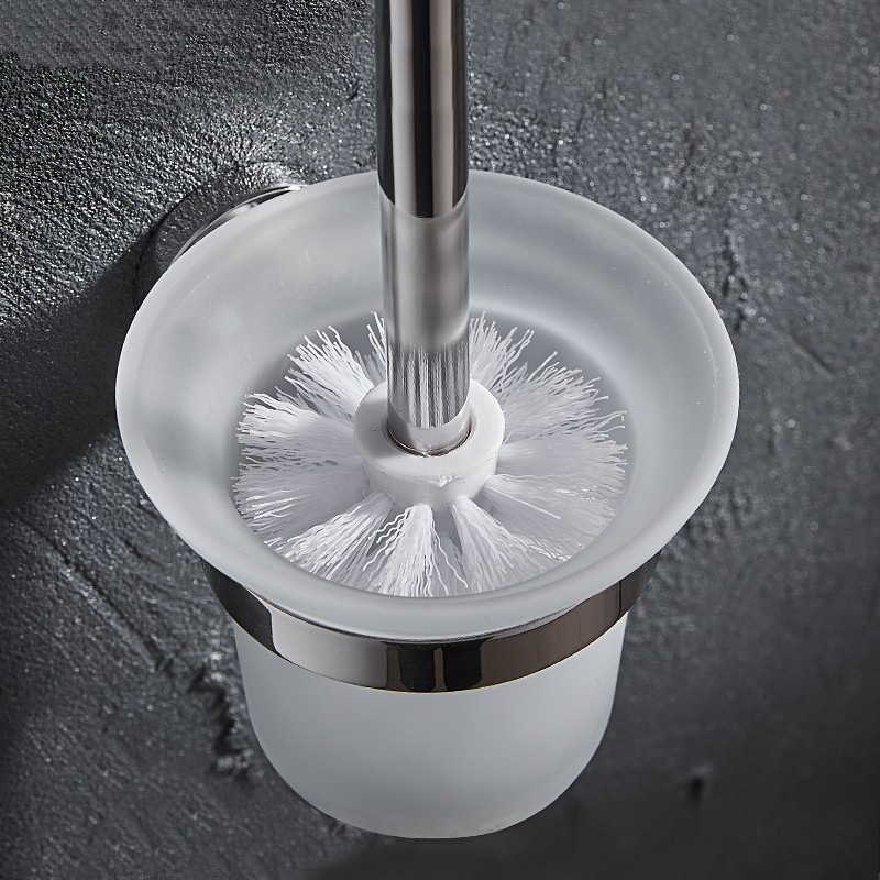 304 stainless steel toilet brush suit non-perforated toilet bathroom toilet brush holder wall hanging toilet brush