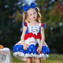 枝芽童裝2024夏季新款女童無袖卡通背心裙兒童洛麗塔Lolita燈籠裙