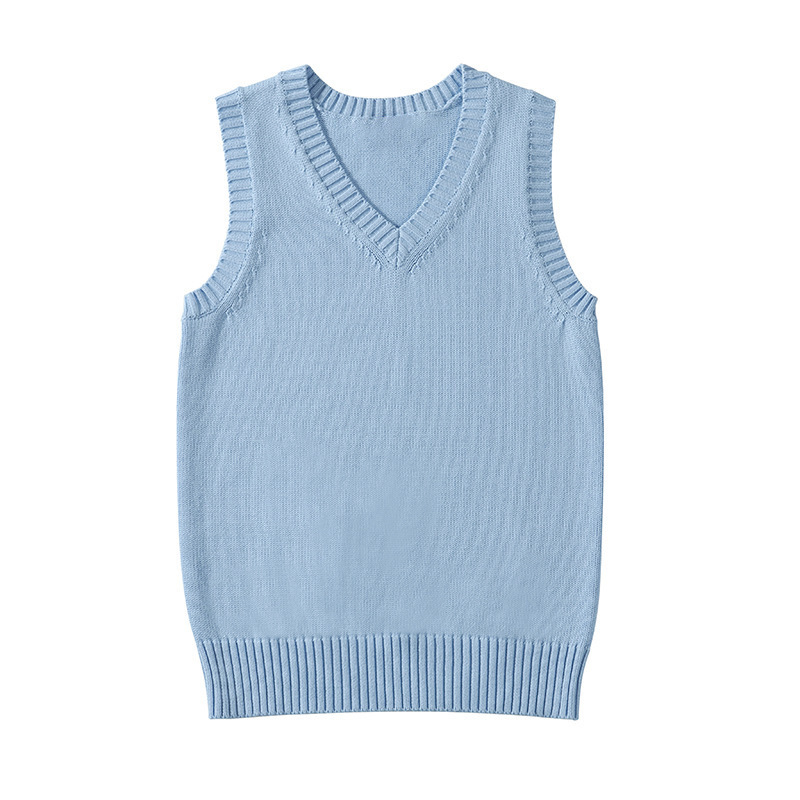 针织厂批发21色JK制服纯色背心 日系v领套头秋冬毛衣马甲针织衫|undefined