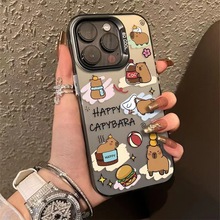 新款泡澡河豚适用苹果15卡通手机壳跨境小众个性镭射彩银时尚硬壳