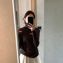 Hers 秋季简约风基础款百搭修身显瘦高领长袖针织打底衫女92470