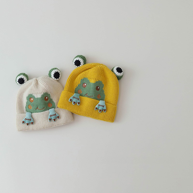 Sombreros para bebés otoño y invierno lindos de dibujos animados bebés gorras de lana de punto gruesas calientes protectoras de oídos para bebés y niños pequeños gorras