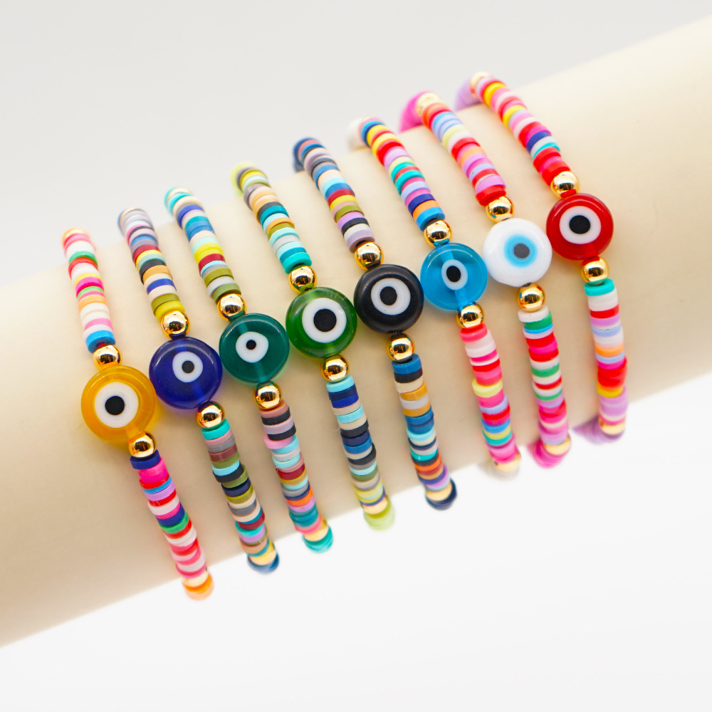 Bohemian Multicolor Glazed Eye Beaded Bracelet display picture 13