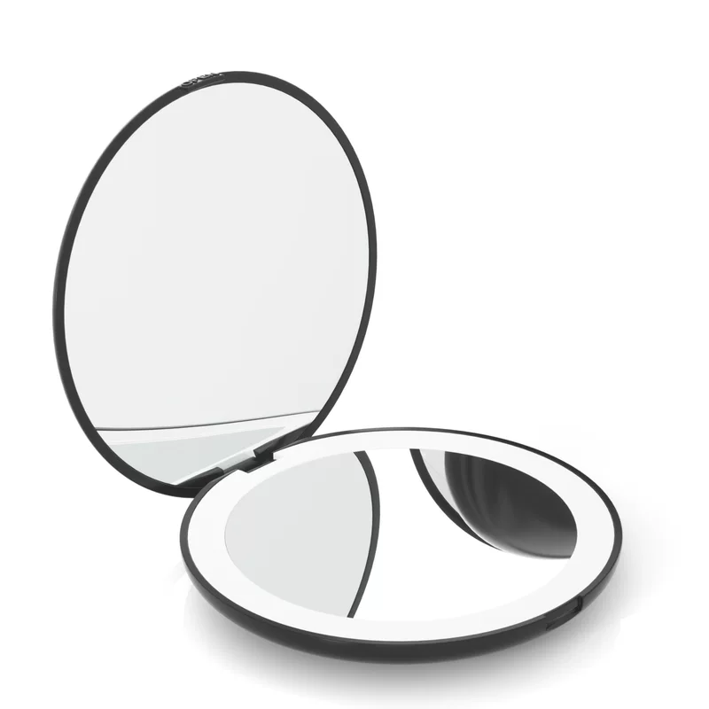 Карманное LED косметическое зеркало MR-L2302, складное 90 мм, увеличение 10×