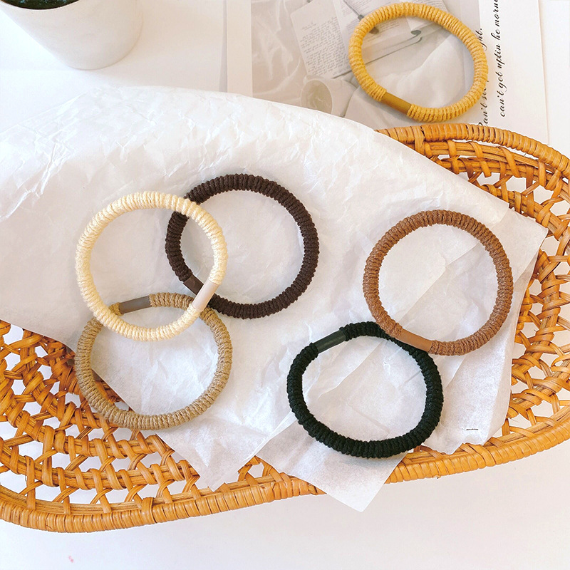 Basic Korean Style Milk Coffee Color Simple Hair Tie for Women High Elasticity Rubber Band Hair Accessories that Do Not Hurt Hair