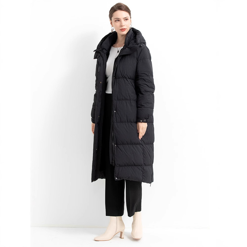 Thickened down Shell Over-The-Knee Long Thickened Mink Coat Parka for Women with Detachable Whole Mink Fur Lining