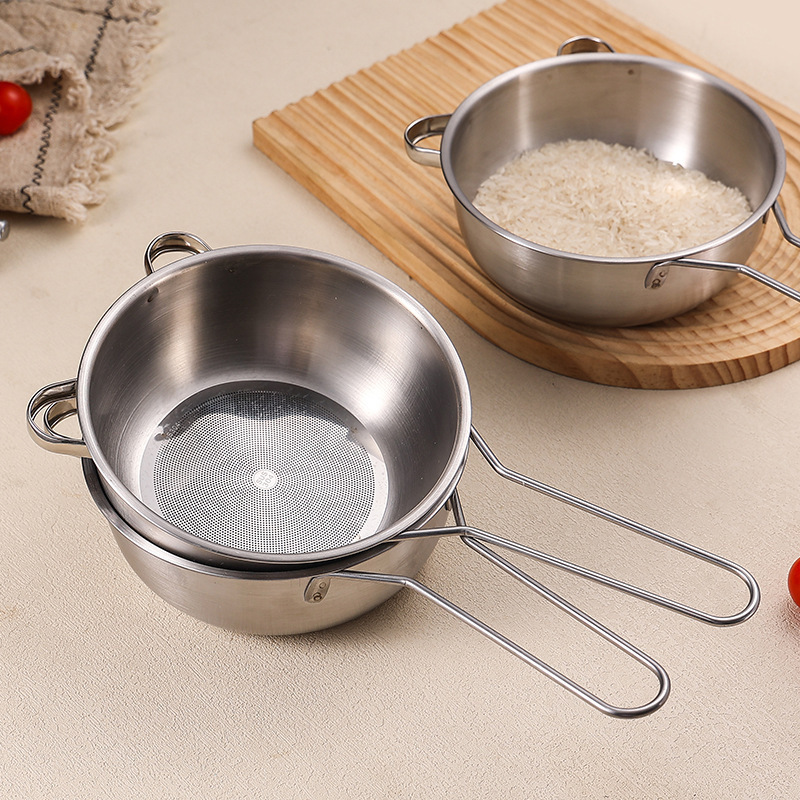 Stainless Steel Rice Washing Tool, Rice Washing Sieve, Fine Mesh Strainer, Kitchen Household Vegetable Washing Basin, Fruit Draining Basket