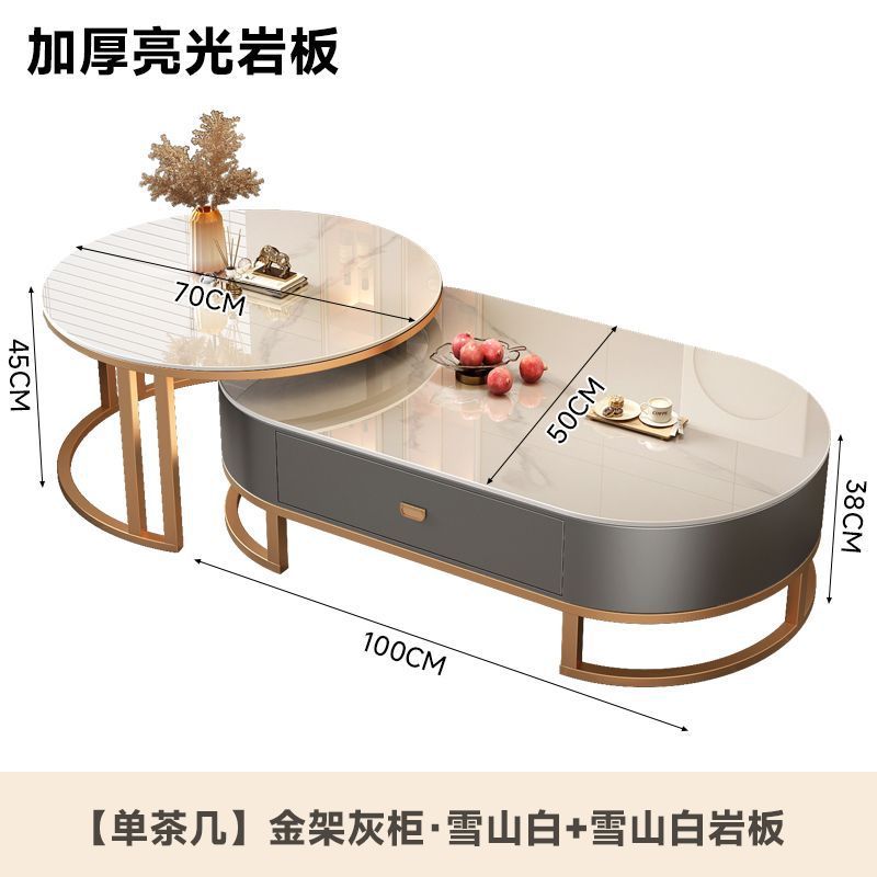 골드 프레임 그레이 캐비닛 + 스노우 마운틴 화이트 더블 슬레이트