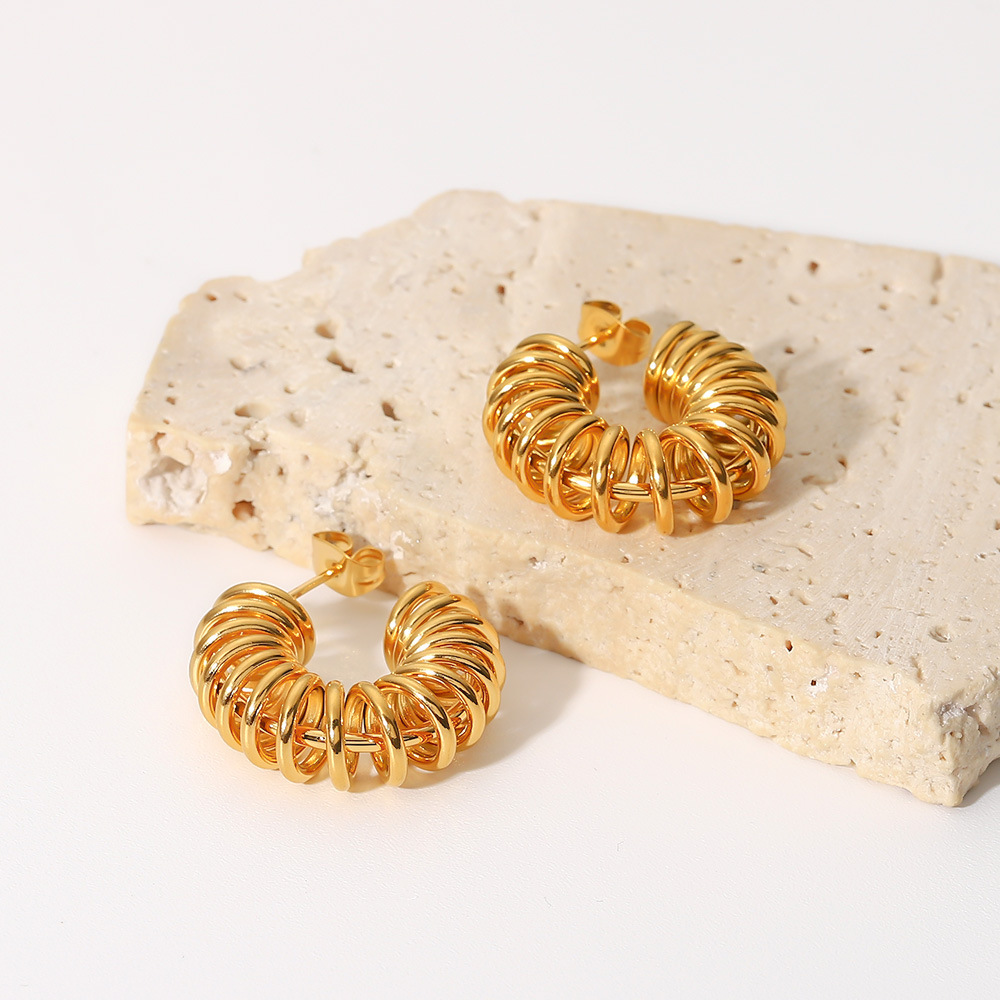 Fashion Geometric Stainless Steel Gold Plated Earrings 1 Pair