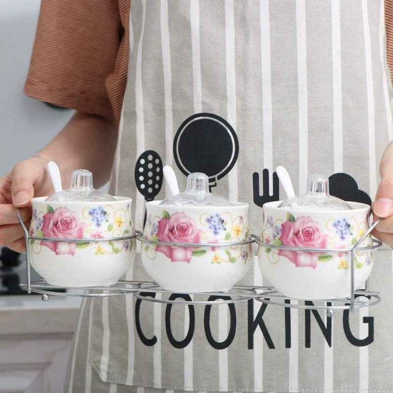 Оптовый набор из трех керамических баночек для специй, подарочный набор для дома, кухонные принадлежности, креативные подарки