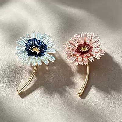 Enamel daisy brooch, high-end luxury lapel pin, clothing accessory, waist-cinching pin, corsage accessory, jewelry
