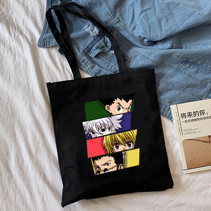 Transfronterizo Hunter X Hunter dibujos animados impreso lienzo bolsa de hombro Harajuku estudiante bolso bolsa de compras