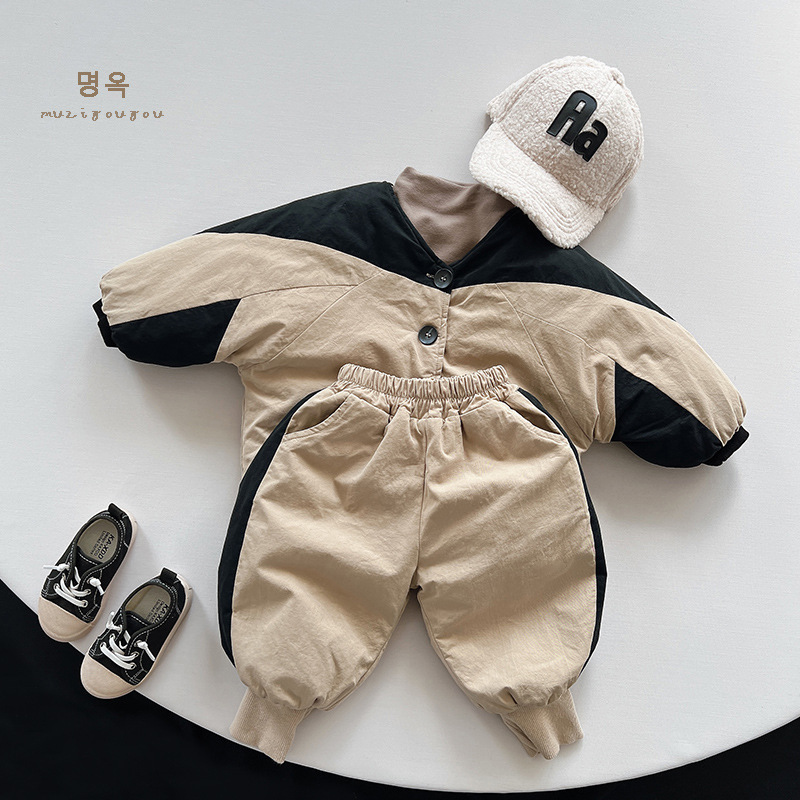 Knock fan ~ Abrigo acolchado de algodón para niños 024 invierno Nuevo estilo coreano Mori cardigan retro Abrigo acolchado de algodón para niños y niñas