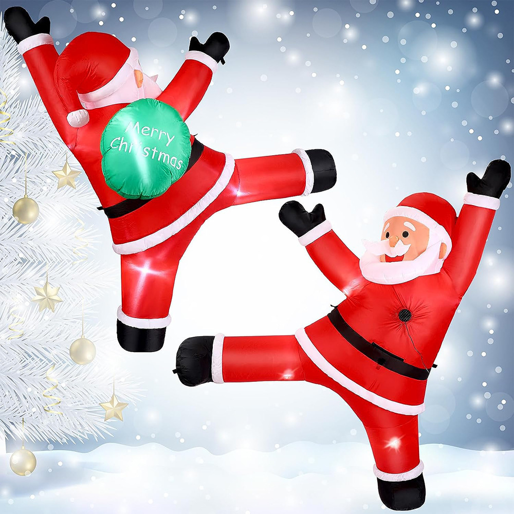 Amazon venta caliente Navidad inflable decoración decoración inflable al aire libre escalada pared inflable santa claus inflable